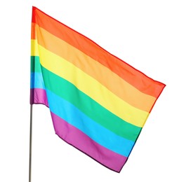 Bright rainbow LGBT flag isolated on white