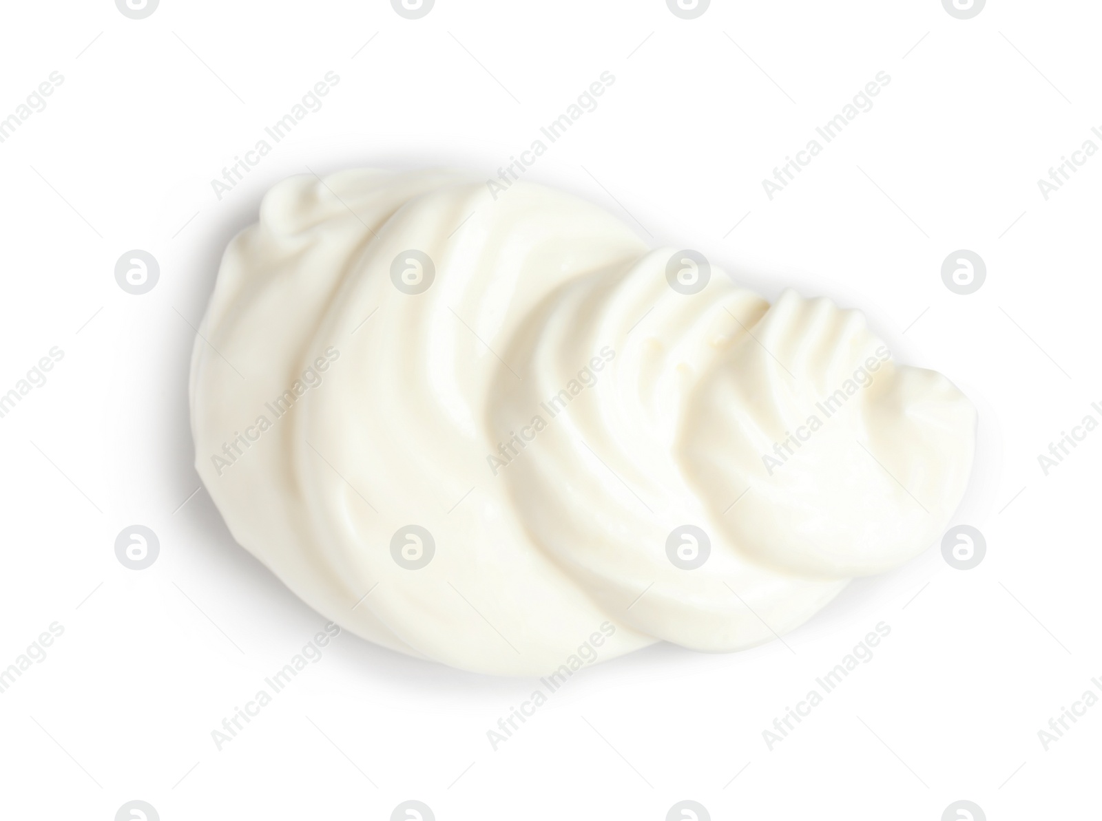 Photo of Delicious sour cream on white background. Dairy product