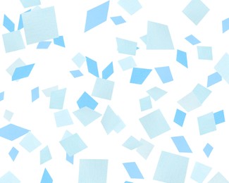 Bright confetti falling on white background. Party supply