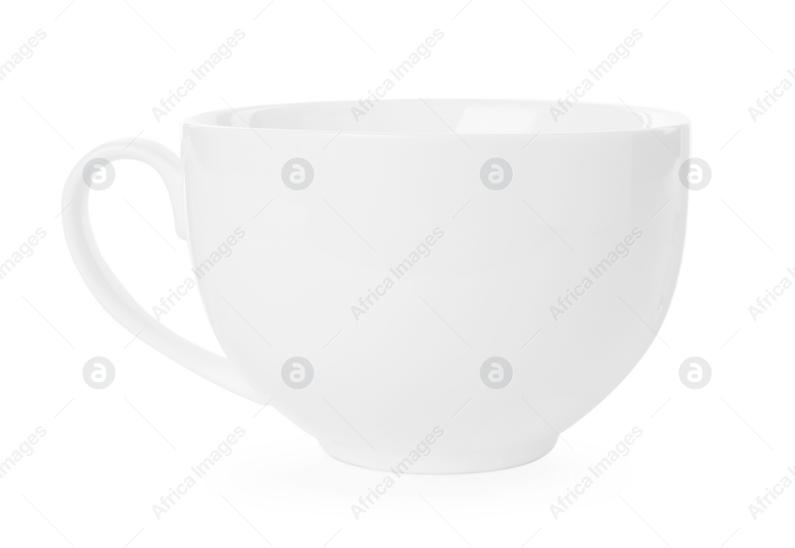 Photo of Ceramic cup isolated on white. Cooking utensil