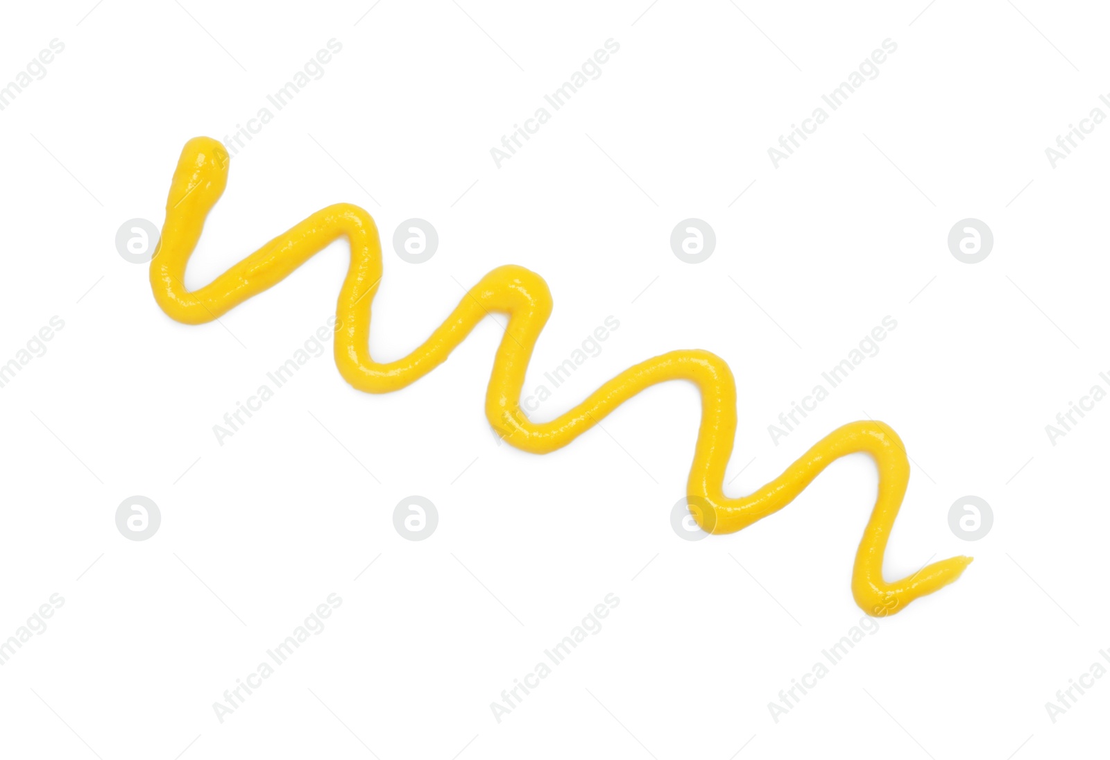 Photo of Smear of tasty mustard isolated on white, top view