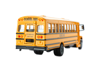 Photo of Yellow school bus isolated on white. Transport for students