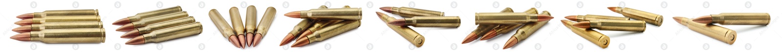 Image of Set of many bullets on white background. Banner design