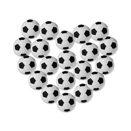 Image of Heart made of many soccer balls on white background