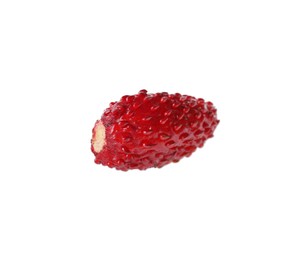 Photo of One ripe wild strawberry isolated on white