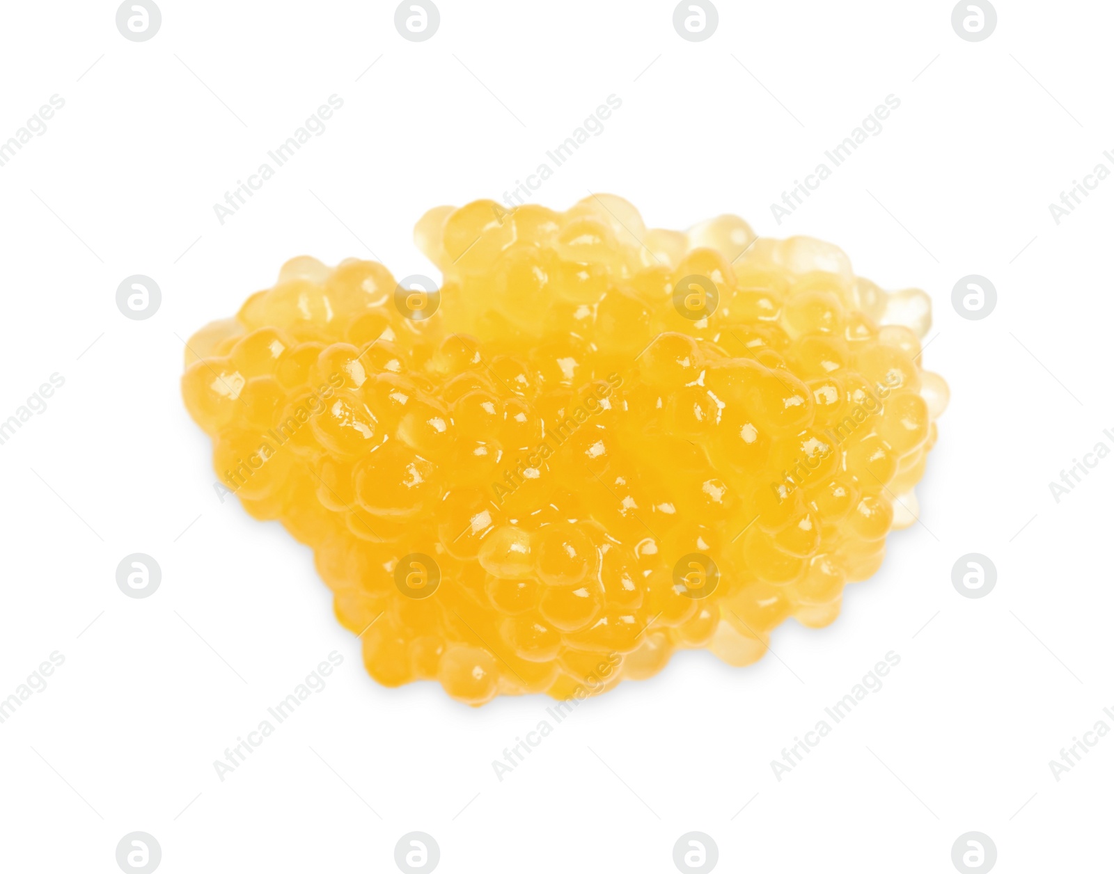 Photo of Fresh pike caviar isolated on white, top view