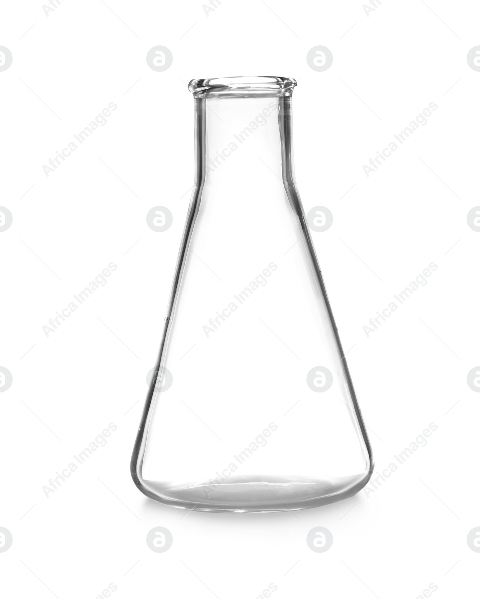 Photo of Empty flask isolated on white. Laboratory glassware