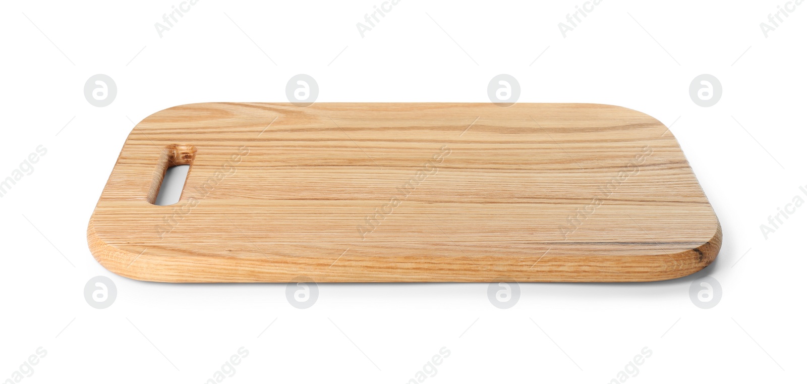 Photo of One wooden cutting board on white background