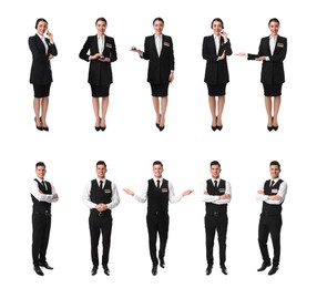 Image of Collage with photos of receptionists on white background