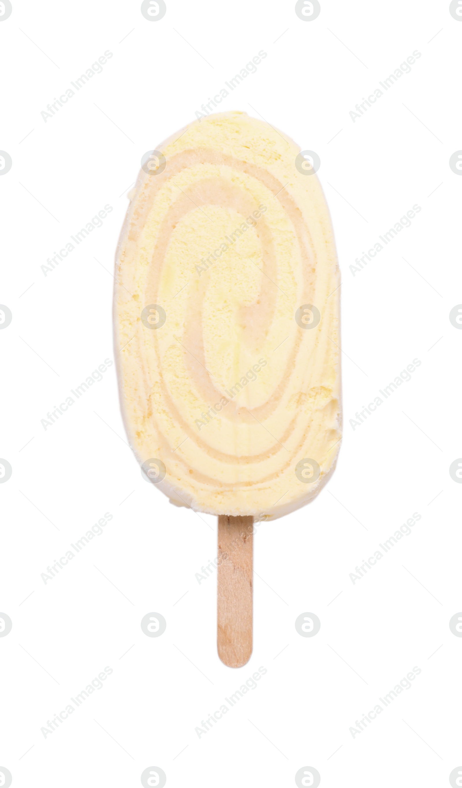 Photo of Delicious ice cream bar isolated on white, top view