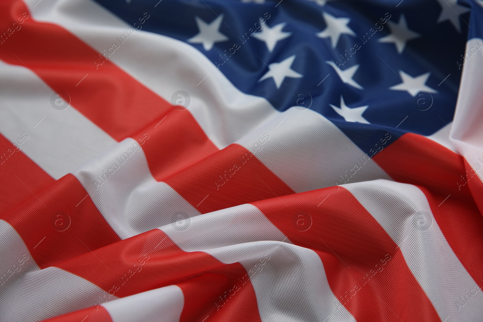 Photo of Flag of USA as background, closeup view