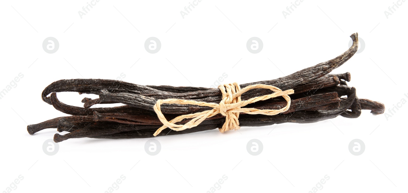 Photo of Dried aromatic vanilla sticks on white background