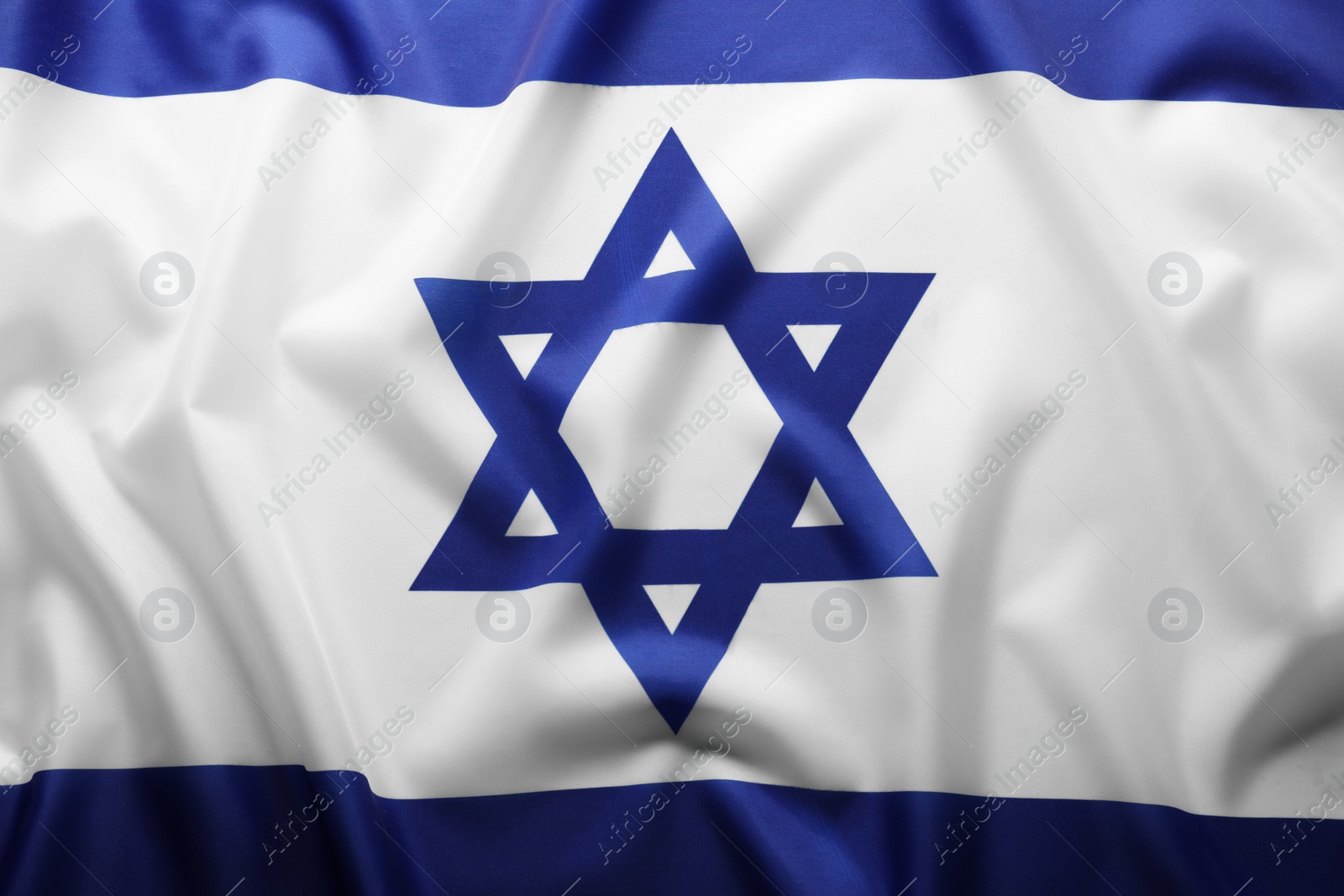 Photo of Flag of Israel as background, top view. National symbol