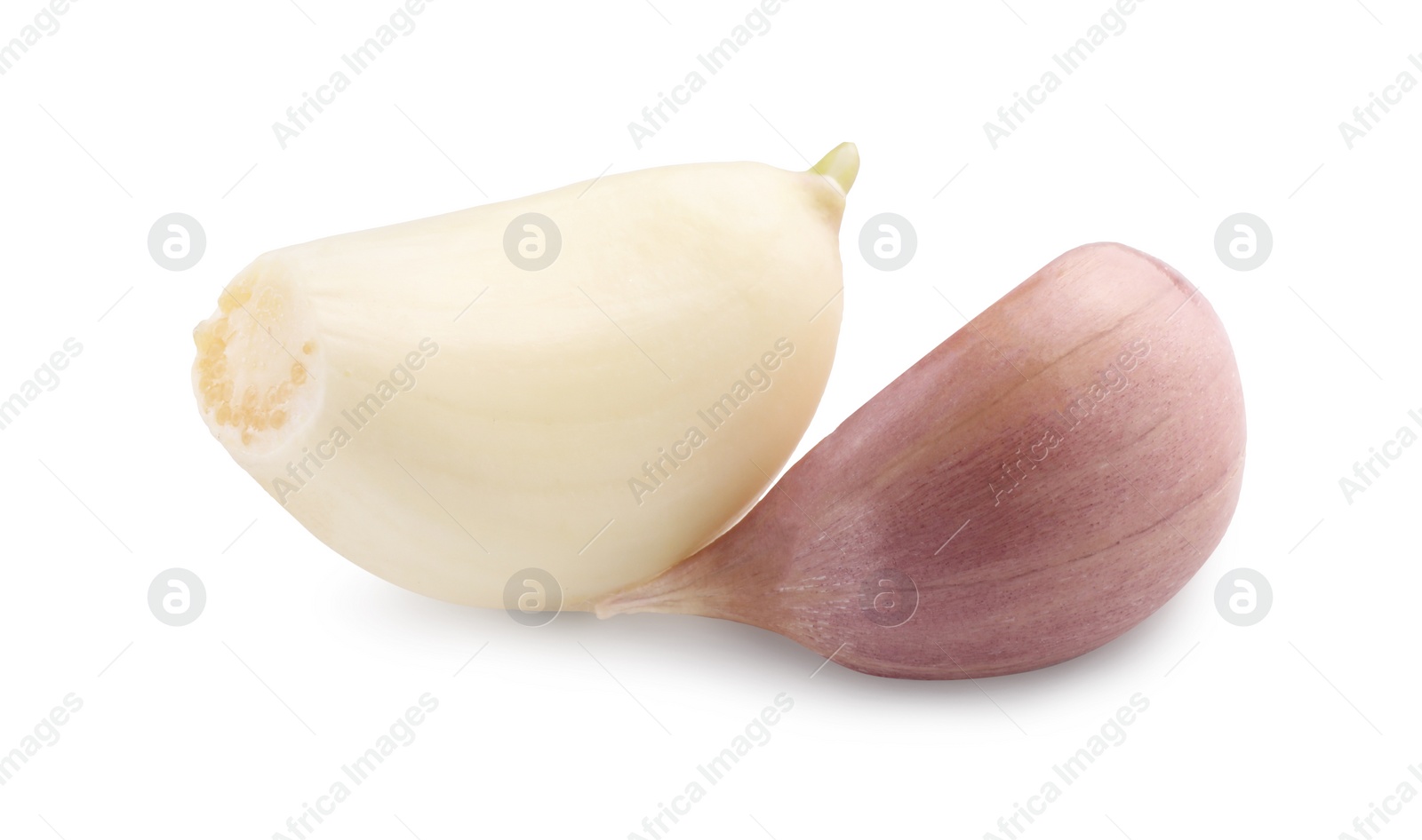 Photo of Cloves of fresh garlic isolated on white