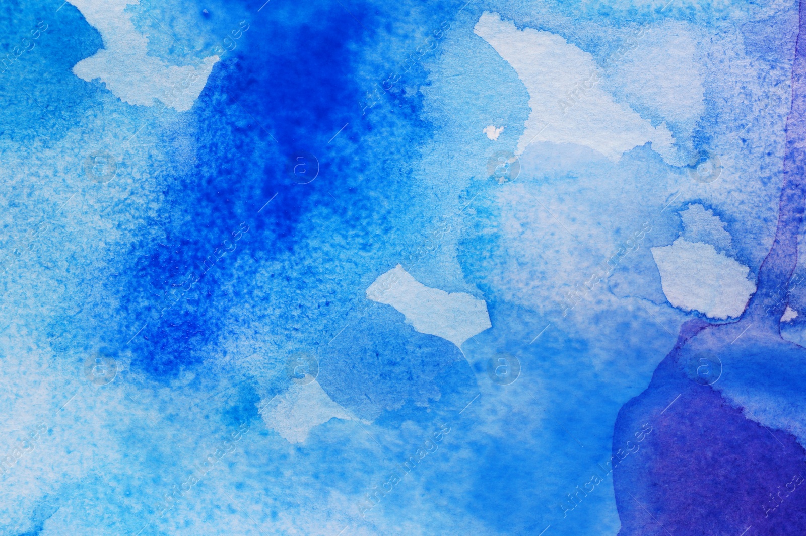 Photo of Abstract blue watercolor painting as background, top view