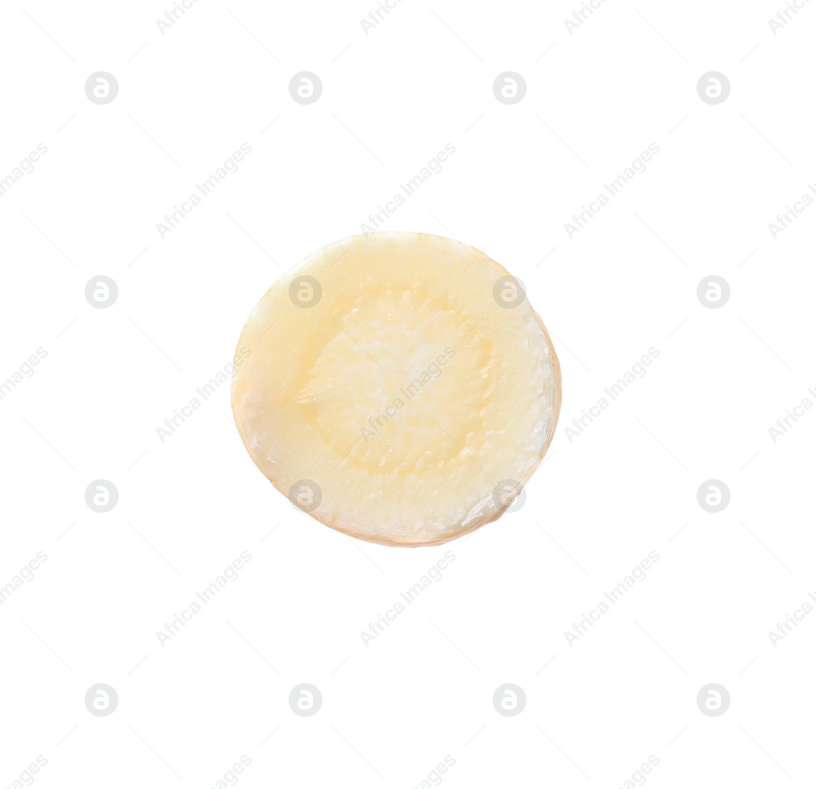 Photo of Slice of raw parsley root isolated on white
