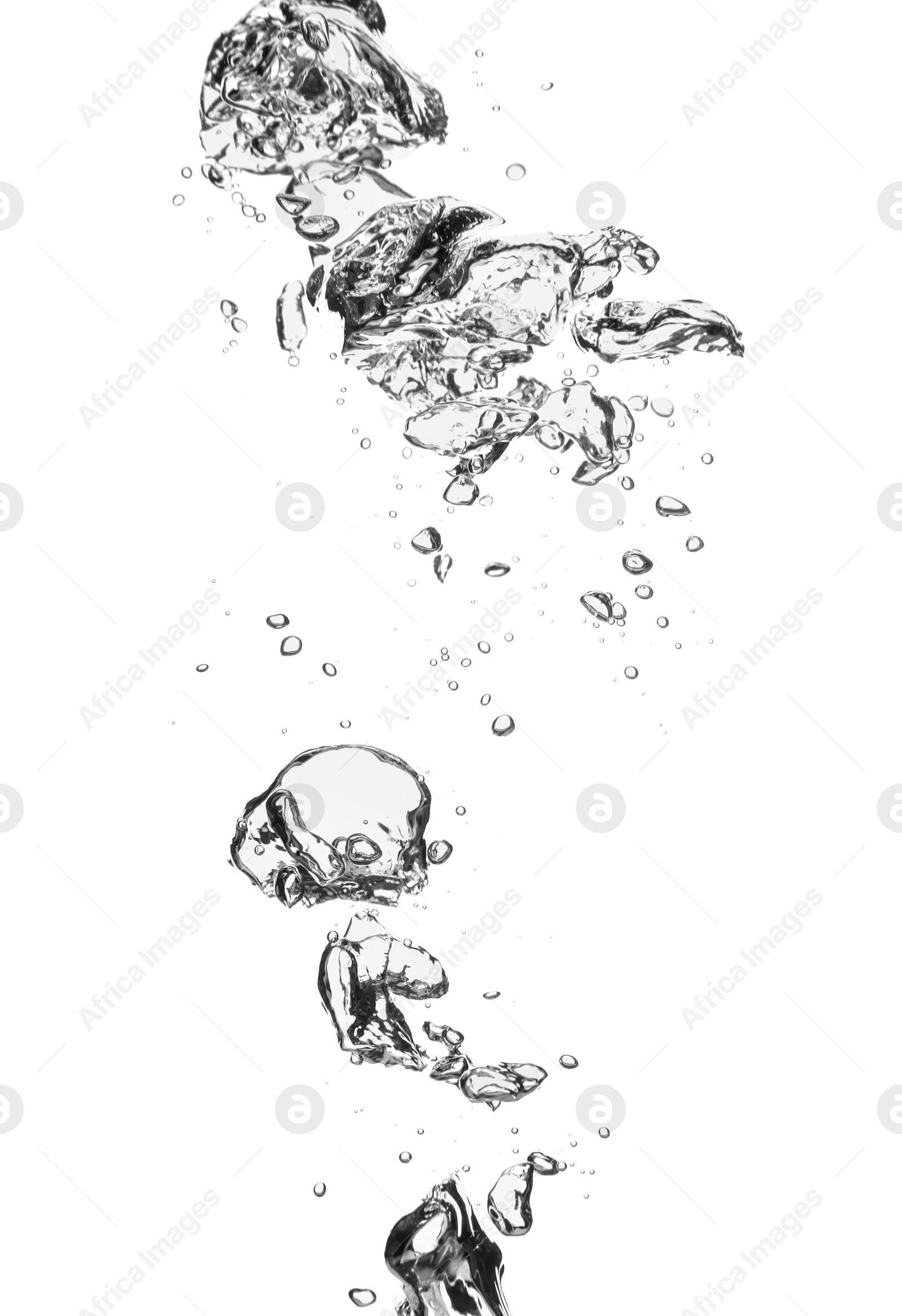 Photo of Air bubbles in water on white background