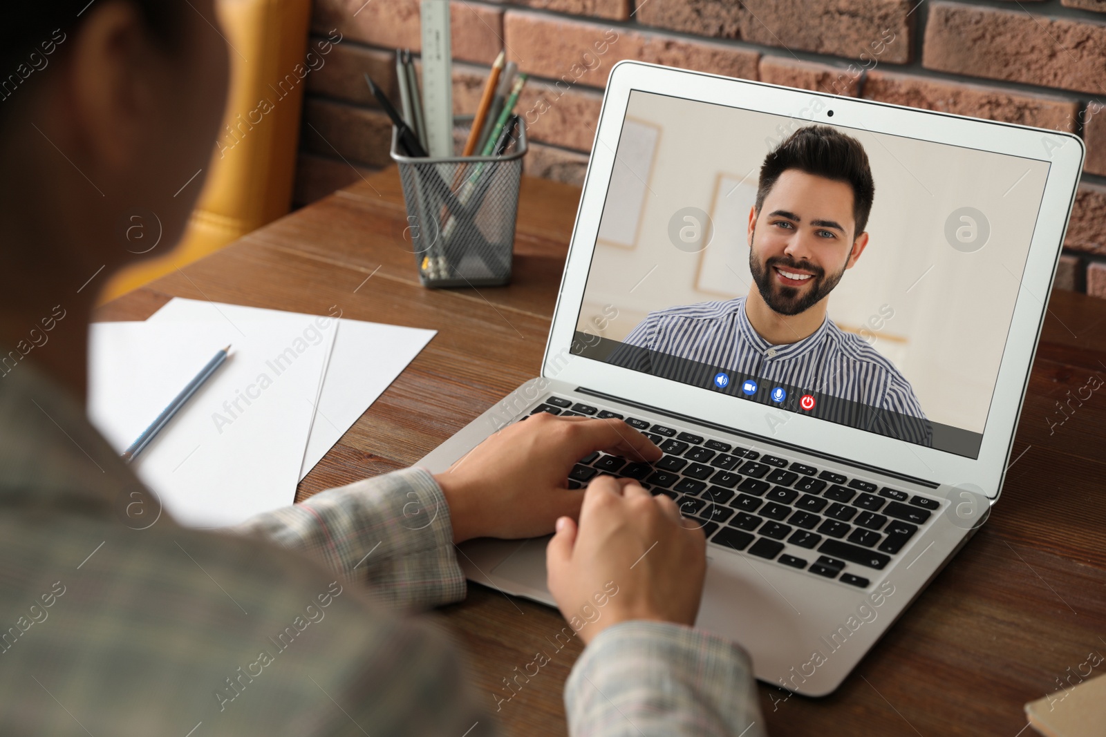 Image of Woman using laptop for online studying, closeup. Webinar concept