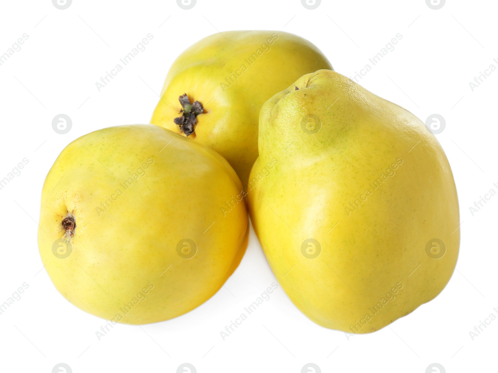 Photo of Delicious fresh ripe quinces isolated on white