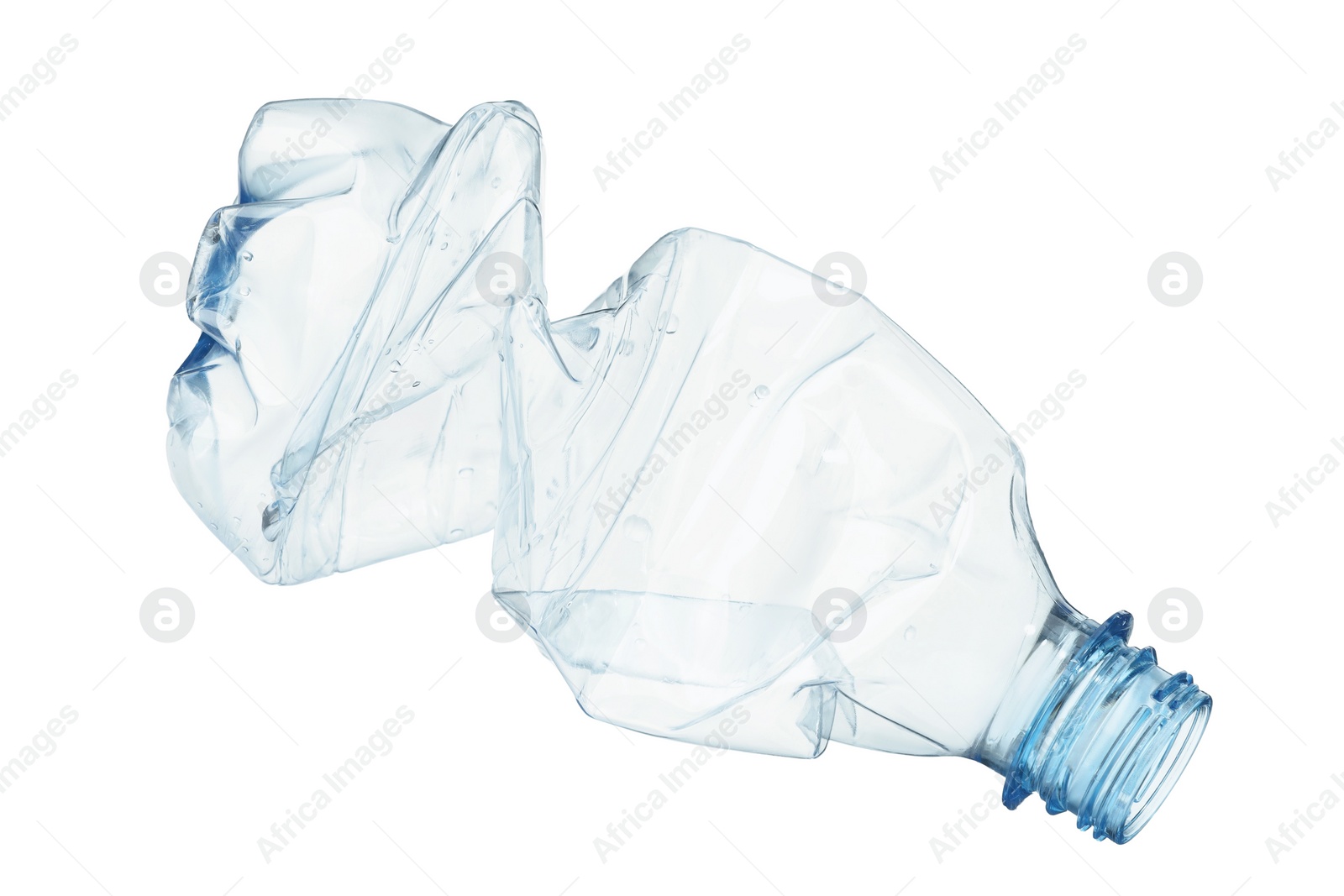 Photo of Crumpled disposable plastic bottle isolated on white