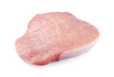 Photo of Piece of raw pork isolated on white