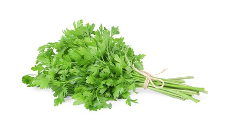 Photo of Bunch of fresh green parsley isolated on white