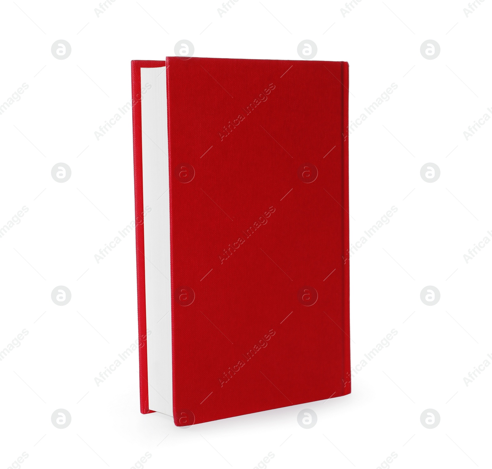 Photo of Closed book with red hard cover isolated on white