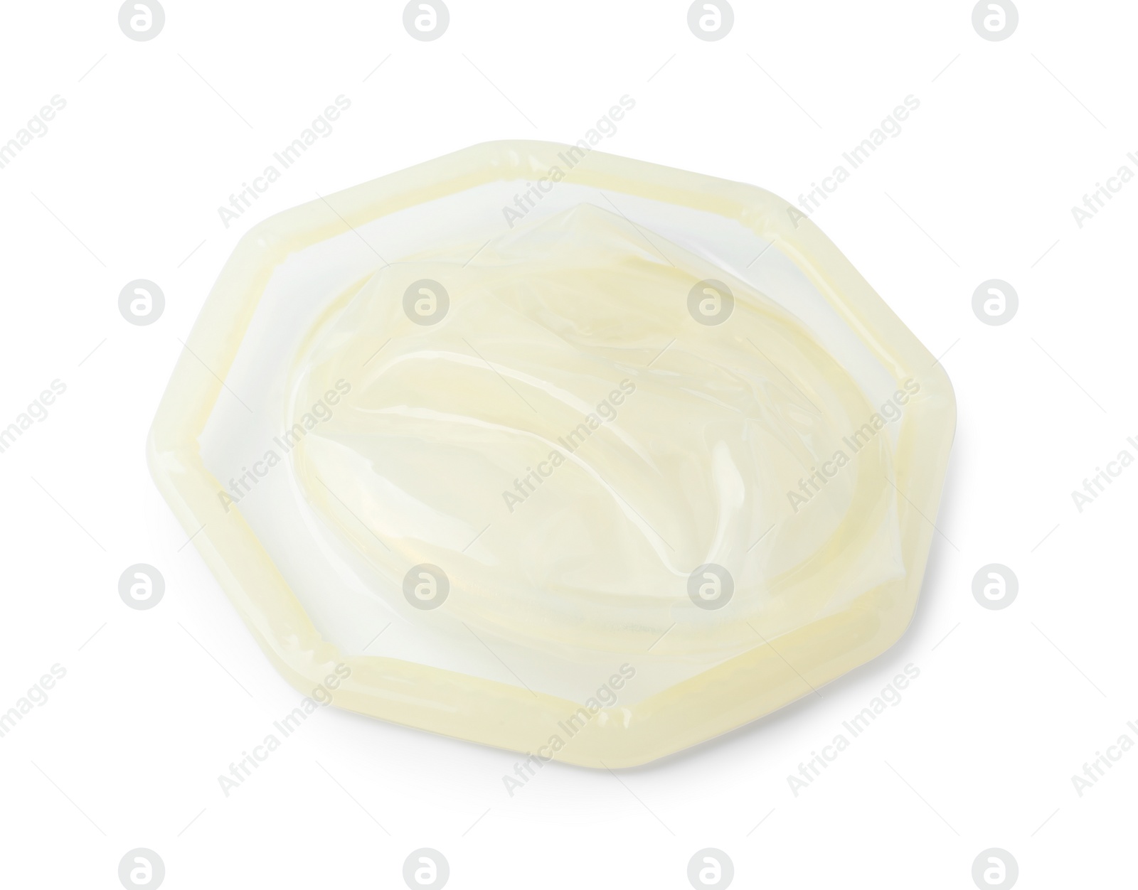 Photo of Female condom isolated on white. Safe sex