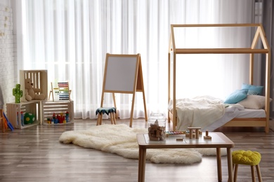 Photo of Modern child room interior setting. Idea for home design