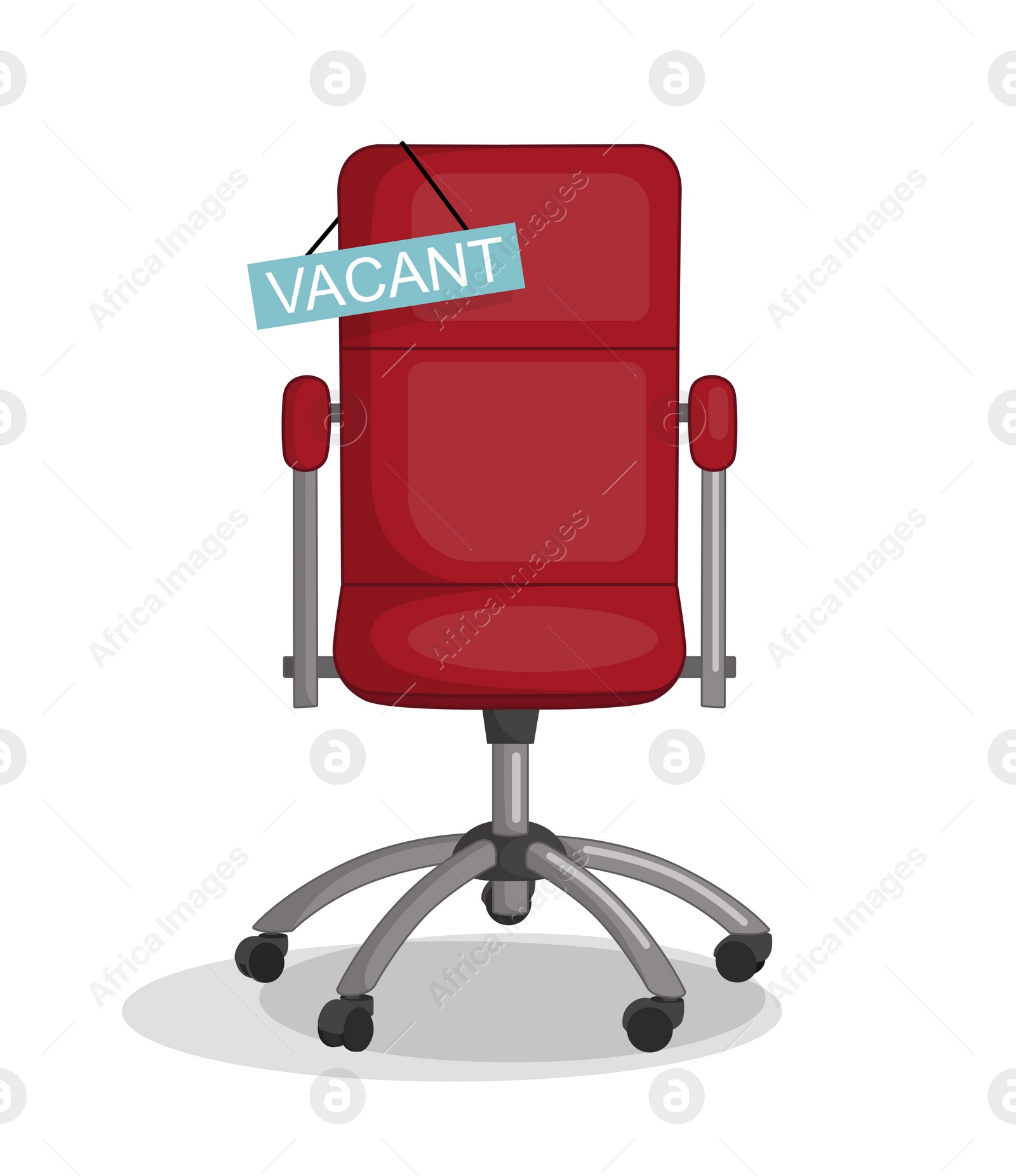 Illustration of Red office chair and sign VACANT on white background