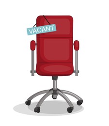 Illustration of Red office chair and sign VACANT on white background