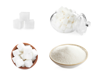 Image of Set with refined sugar on white background