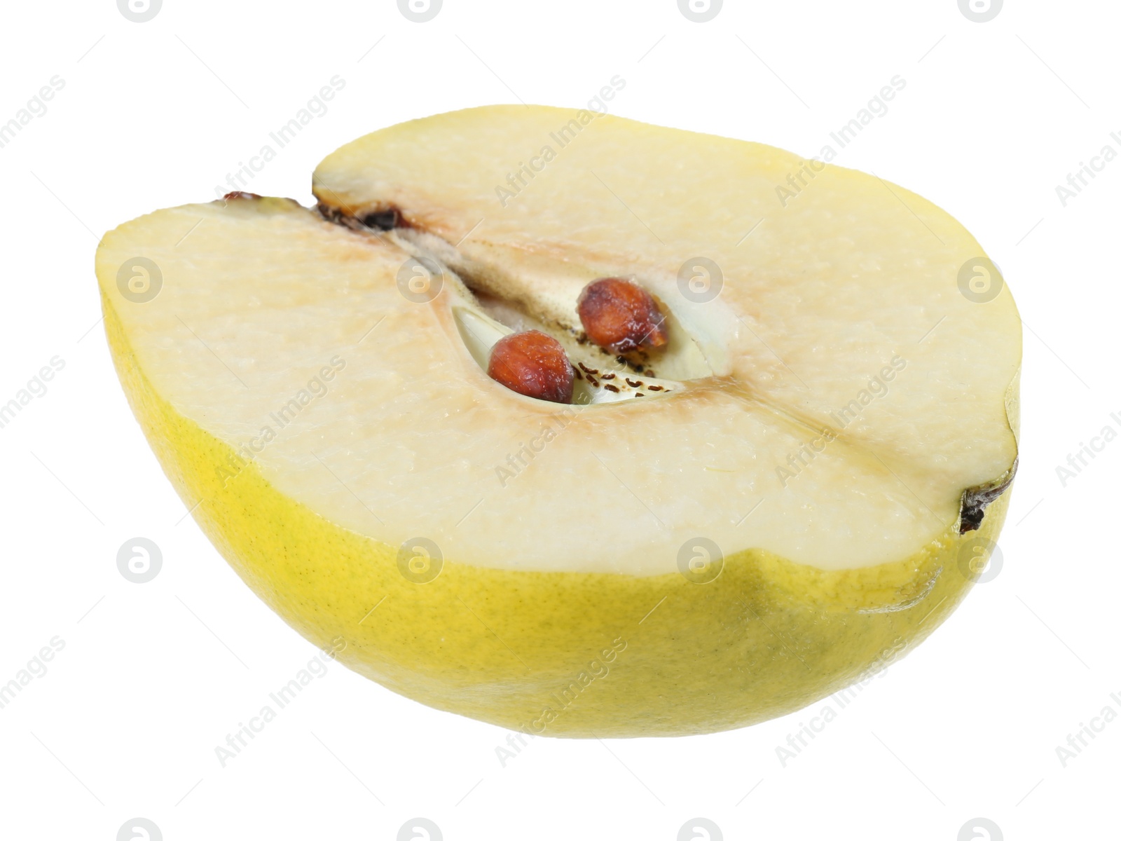 Photo of Half of fresh ripe quince isolated on white