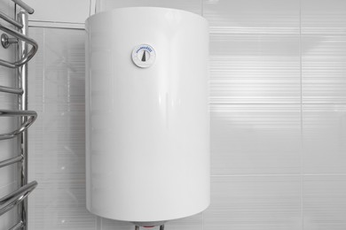 White boiler with temperature control indicator indoors