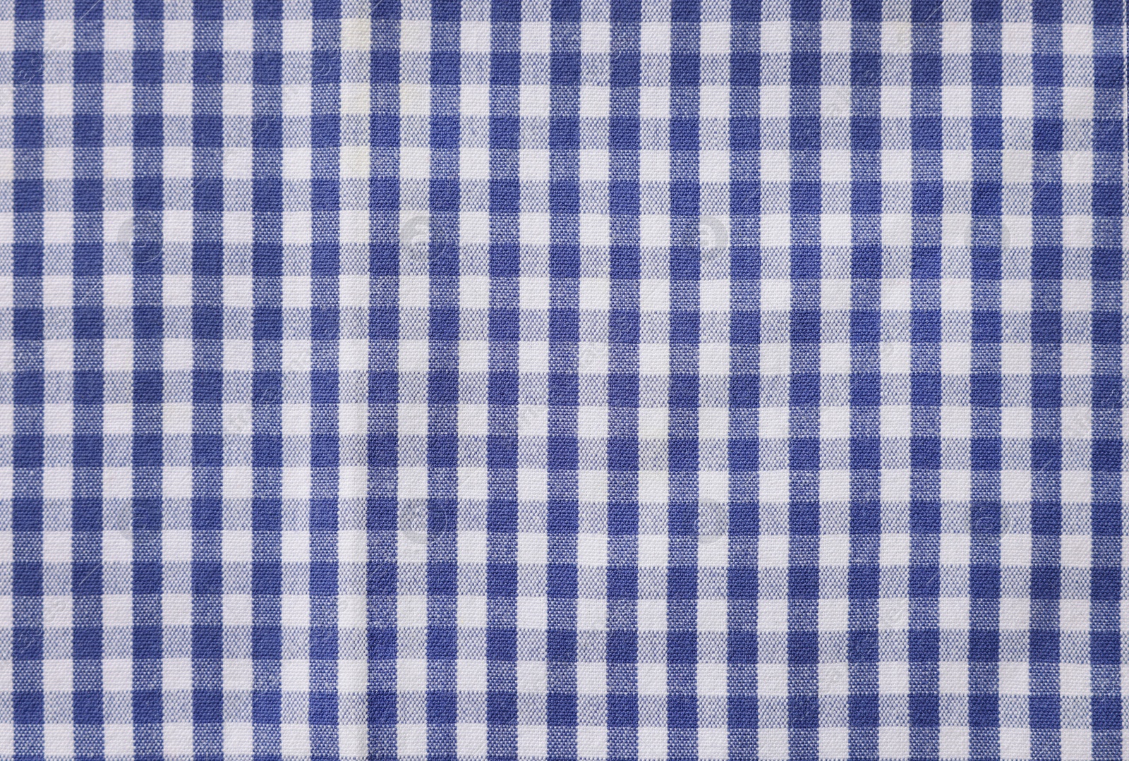 Photo of Blue checkered tablecloth as background, top view