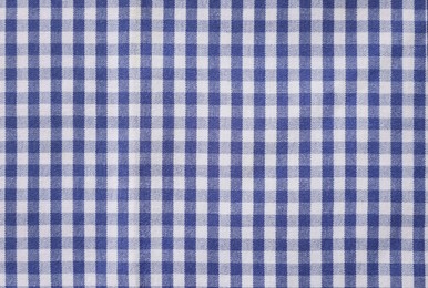 Photo of Blue checkered tablecloth as background, top view