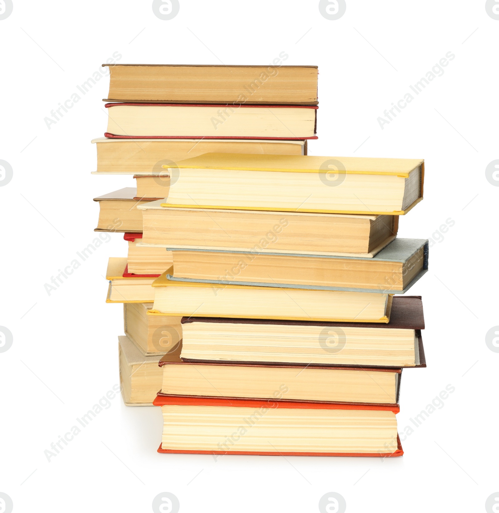 Photo of Lots of library books on white background