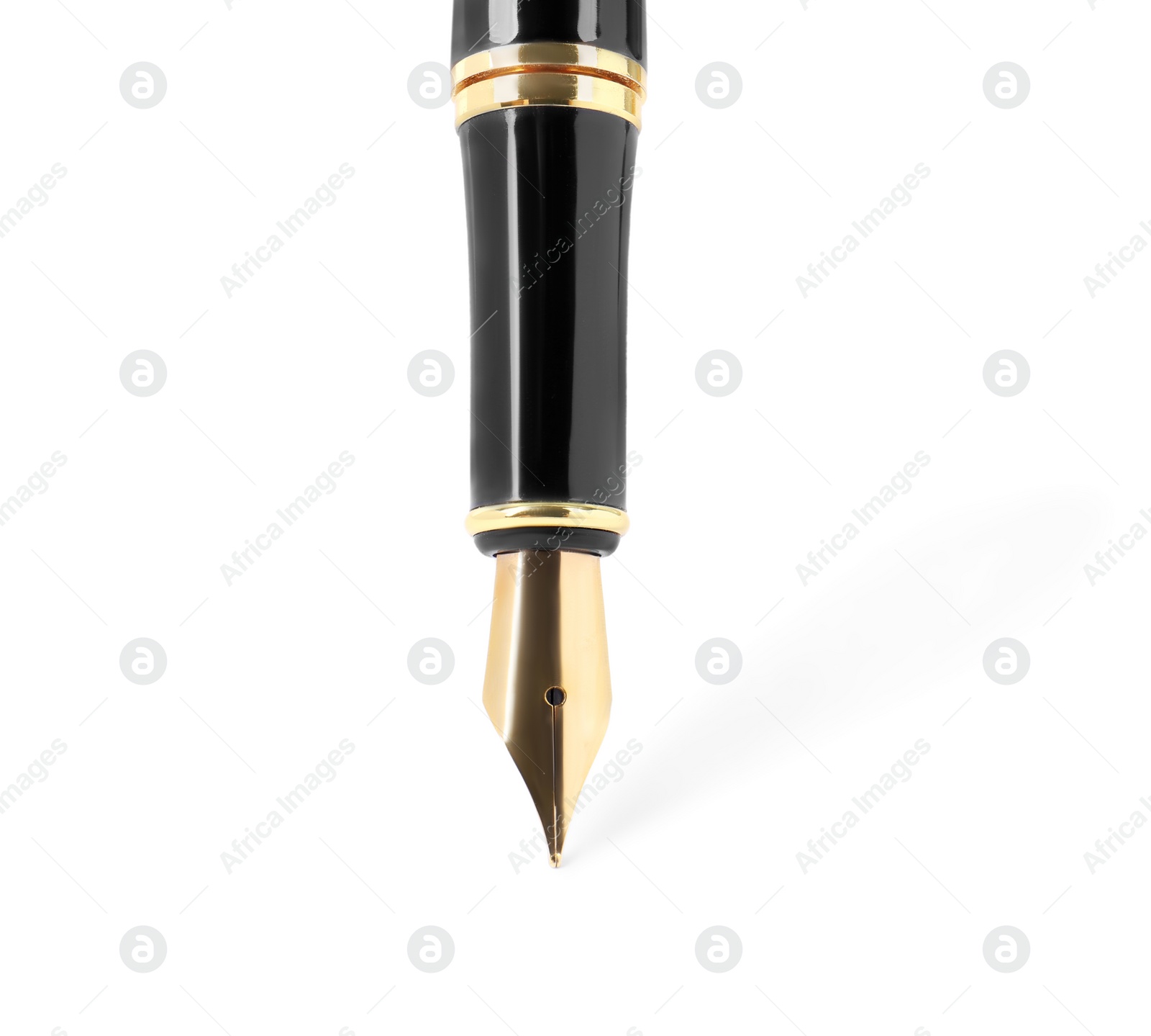 Photo of Stylish black fountain pen isolated on white