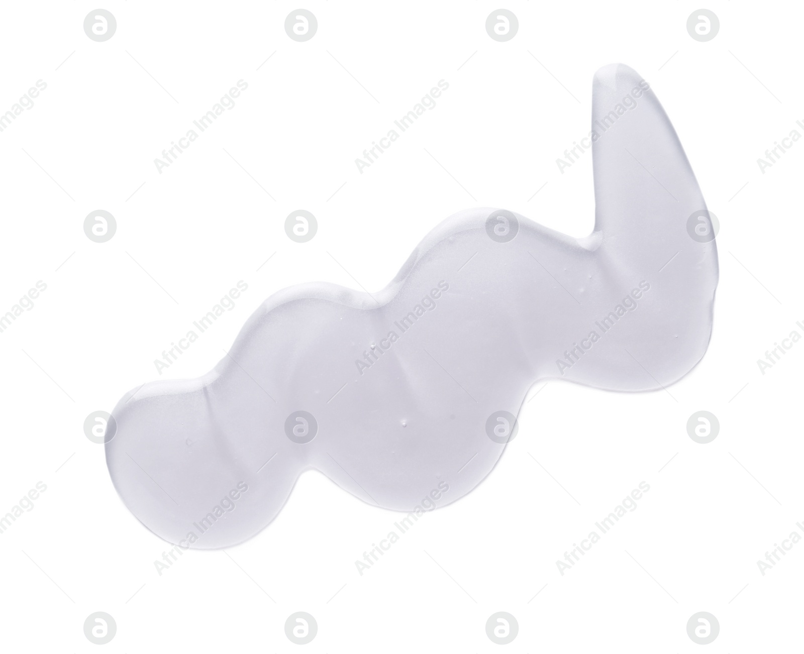 Photo of Sample of transparent shower gel on white background, top view