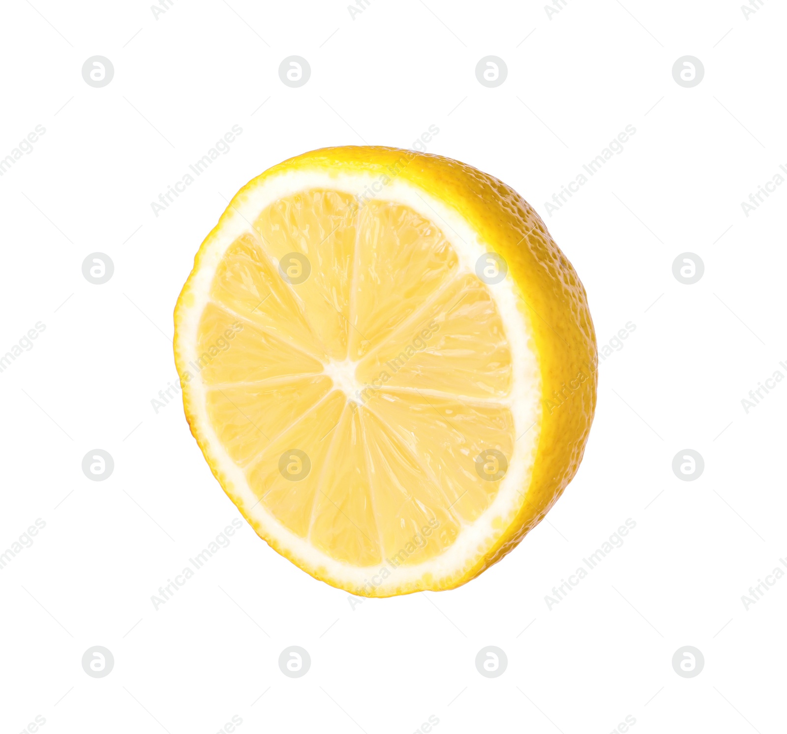 Photo of Citrus fruit. Sliced fresh ripe lemon isolated on white