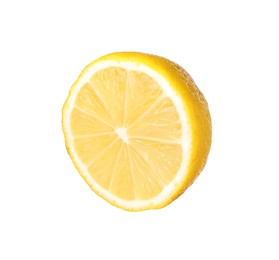 Citrus fruit. Sliced fresh ripe lemon isolated on white