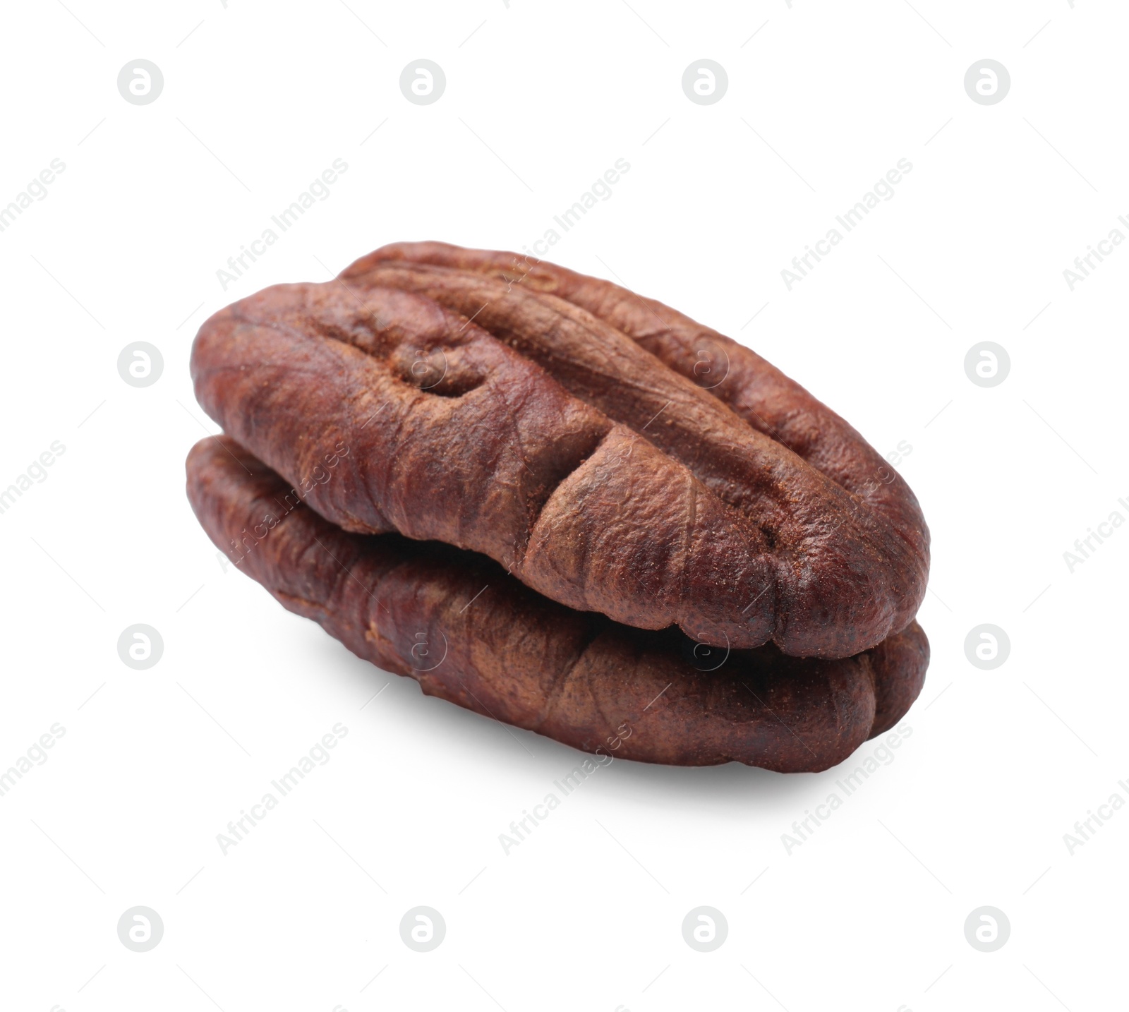 Photo of One tasty pecan nut isolated on white