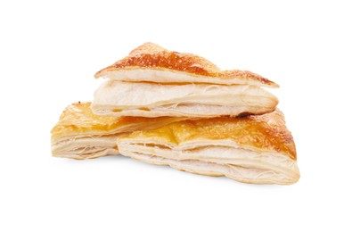 Photo of Delicious fresh puff pastries isolated on white