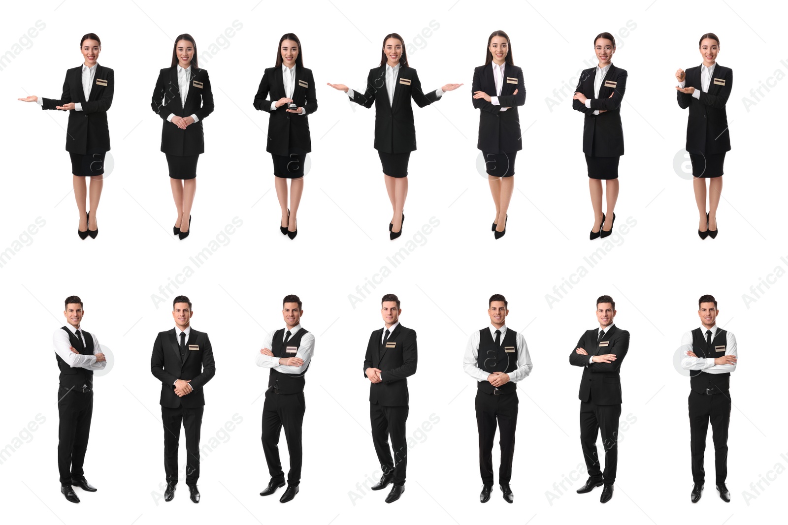 Image of Collage with photos of receptionists on white background