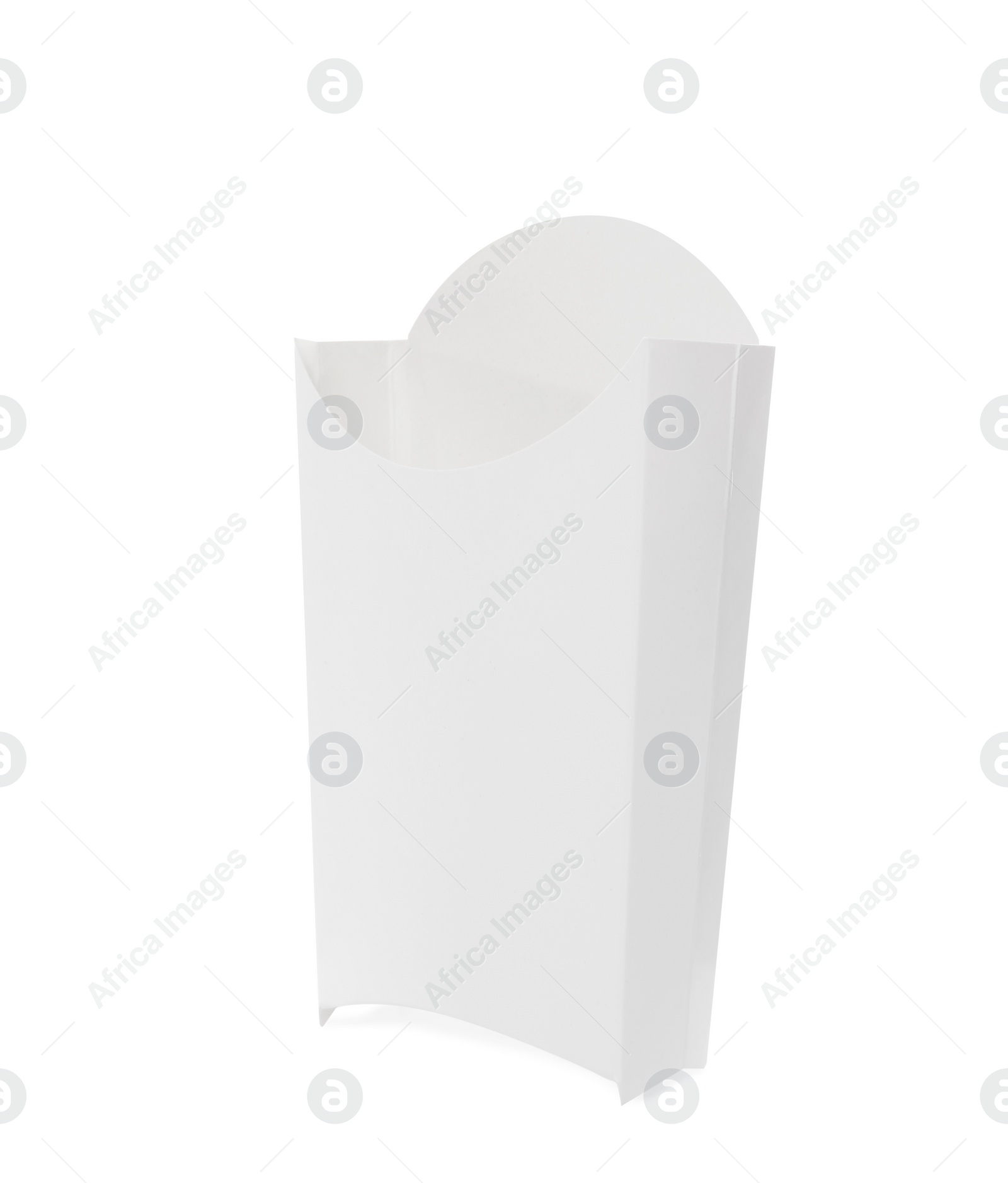 Photo of Empty paper bag on white background. Container for food