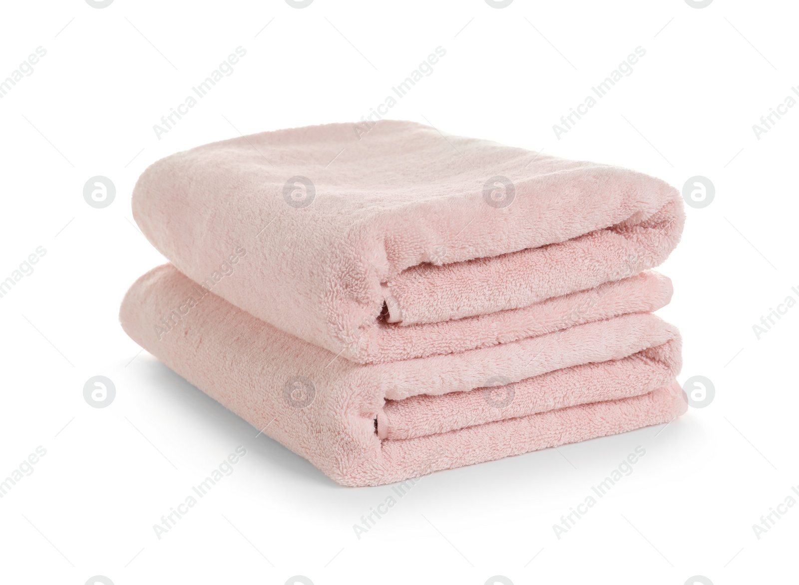 Photo of Folded clean soft towels on white background