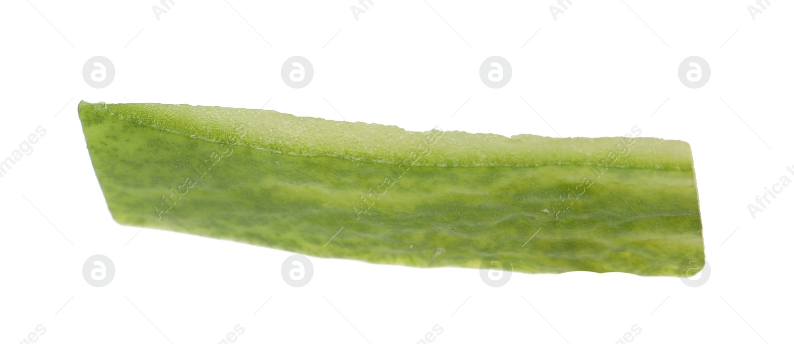 Photo of Piece of fresh cucumber isolated on white