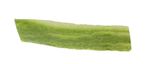 Photo of Piece of fresh cucumber isolated on white