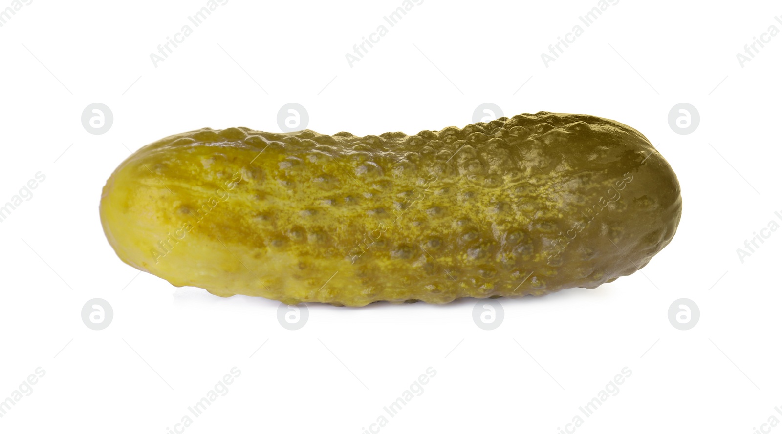 Photo of Tasty crunchy pickled cucumber isolated on white