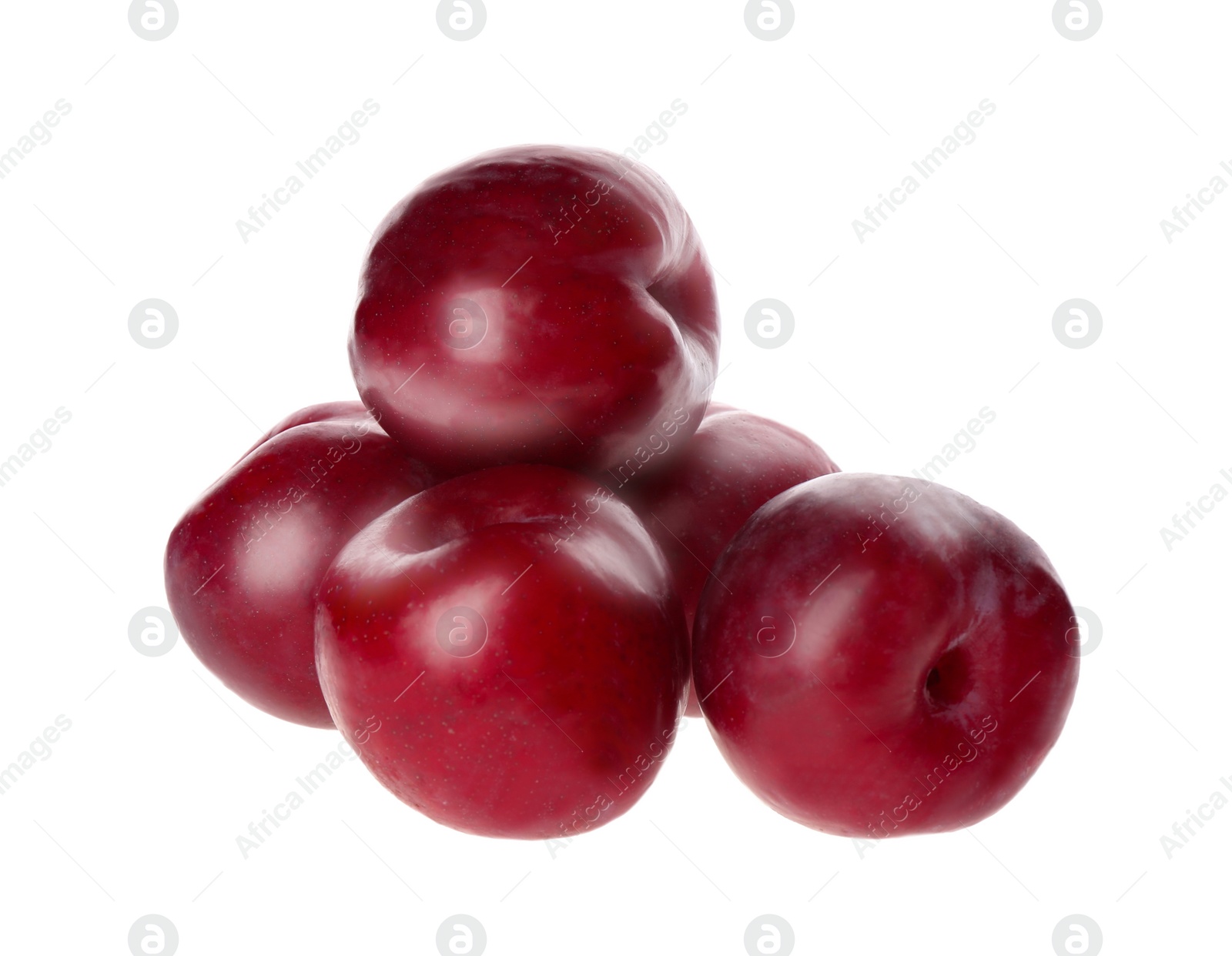 Photo of Delicious fresh ripe plums isolated on white